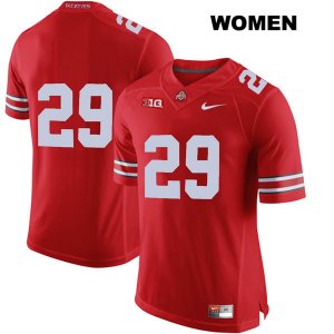 Women's NCAA Ohio State Buckeyes Zach Hoover #29 College Stitched No Name Authentic Nike Red Football Jersey EV20U23BV